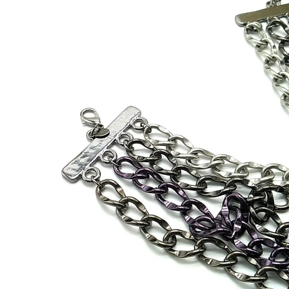 Chico's Unisex Heavy Necklace 4 Strand Metal Multi-tone Chain Link